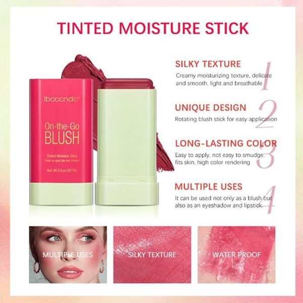LOOM TREE® 4xMakeup Blush Stick Buildable Easy Application for Eyes Lips Cheeks Cosmetics Red | Makeup | Face | Blush - Image 3