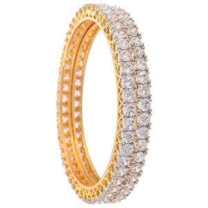 Ratnavali Jewels American Diamond Gold Plated Traditional Bangle CZ Bangle Set White Diamond Bangles Set for Women/Girls RV785