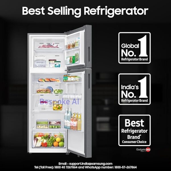 Samsung 350 L, 2 Star, Convertible 5-in-1, Digital Inverter, Frost Free Double Door, WiFi Enabled Bespoke AI Refrigerator (RT38DG5A2BSLHL, Real Steel) - Image 4