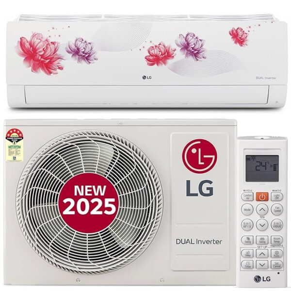LG 1.5 Ton 5 Star, Wi-Fi, Energy Manager+, DUAL Inverter Split AC (Copper, AI+ Convertible 6-in-1, Diet Mode+, 4 Way Swing, HD Filter with Anti-Virus Protection, US-Q19FWZE, White Floral)