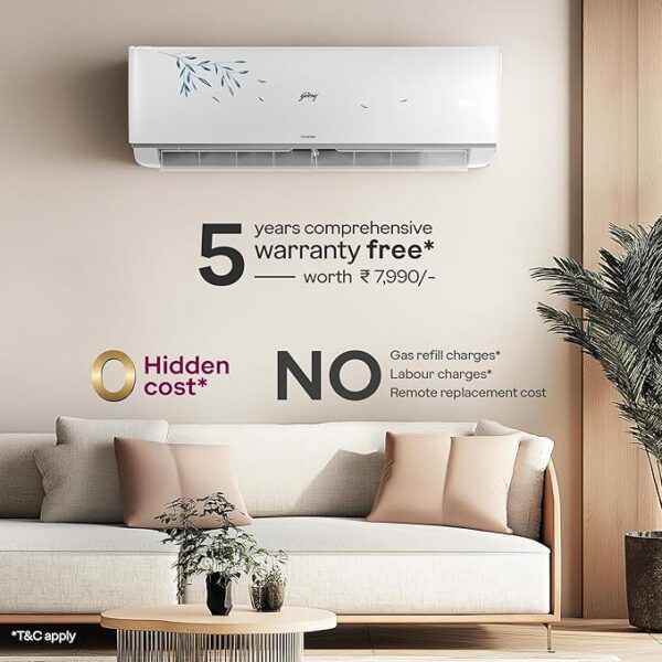 Godrej 1.5 Ton 3 Star, Wi-Fi, 5 Years comprehensive Warranty, 5-In-1 Convertible Cooling Inverter Split AC (Copper, 2025 Model, Heavy duty cooling at 52 °C, AC 1.5T EI 18A3T PYA IVBL IOT, White) - Image 3