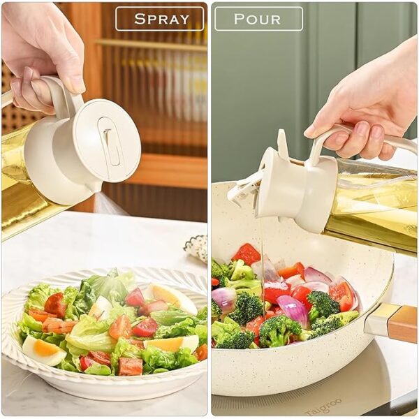 2 in 1 Oil Sprayer for Cooking, Glass Olive Oil Dispenser for Kitchen, 18oz/550ml Olive Oil Sprayer Bottle, Essential Kitchen Gadgets for Air Fryer, Salad, Baking, BBQ, Frying(White) - Image 3