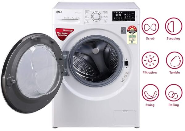 LG 7.0 kg 5 Star Inverter Fully-Automatic Front Loading Washing Machine (FHT1007ZNW, White, 6 Motion Direct Drive) - Image 4