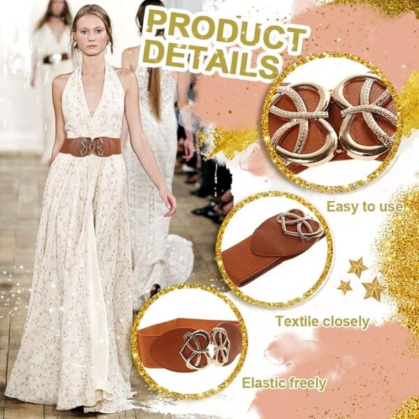 Sunkizzrs® Waist Belt Womens for Dress - Stretchable Belts for Women Stylish - Broad Belts/Fancy Belts/Embellished Belts for Women - Waist Rhinestone Ladies Designer Waistband Belt For Skirt - Image 3