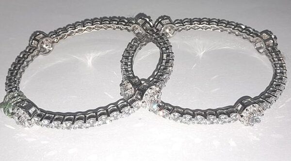 92.5 Sterling Real Silver Kada with platinum polish 2 Pc Bangle set for Women - Image 4