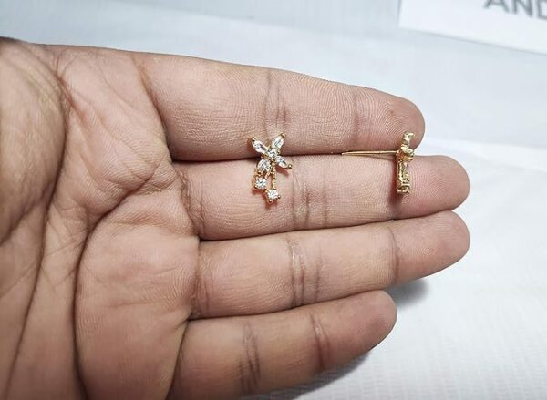 Jewellery Gold Plated American Diamond Stud Earrings Jewellery Gift for Women & Girls (SKN-3377) - Image 3