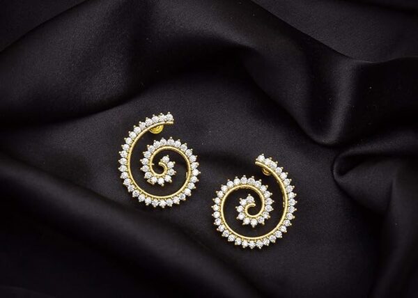 The Luxor Traditional Gold Plated American Diamond Stud Earrings for Women - Image 2