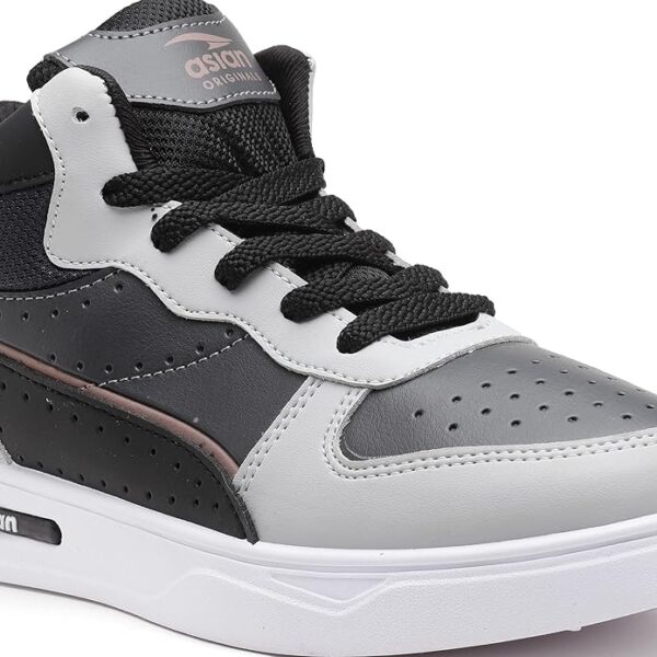 ASIAN Men's White Casual Sneaker Hi-Neck Shoes with Synthetic Upper Lightweight Comfortable Mid Top Sneaker Shoes for Men's & Boy's Boston-11 - Image 5