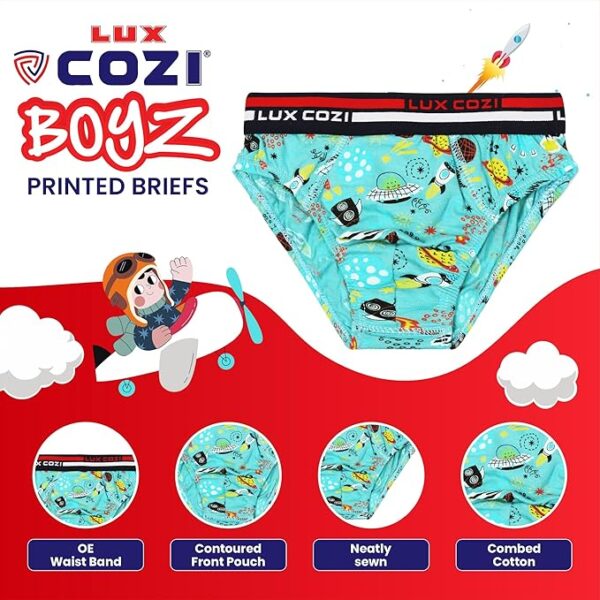 Lux Cozi Boys Cotton Outer Elastic Briefs - Image 2