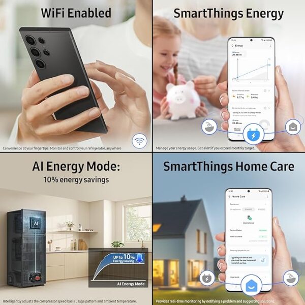 Samsung 419 L, 3 Star, Convertible 5-in-1, Digital Inverter, Frost Free Double Door, WiFi Enabled Bespoke AI Refrigerator (RT45DG6A4DSLHL, Ez Clean Steel) - Image 6
