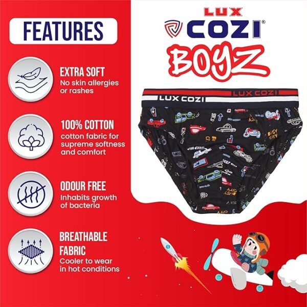 Lux Cozi Boys Cotton Outer Elastic Briefs - Image 3