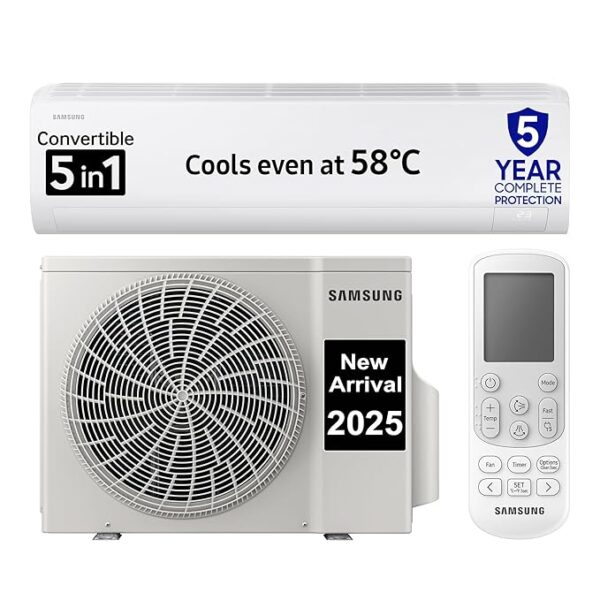Samsung 1 Ton 3 Star Digital Inverter Split AC (Faster & Powerful Cooling even at 58 Degree C, 100% Copper, 5 year comprehensive warranty, 5 Step Convertible, AR50F12D0LHNNA, White)