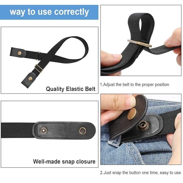 SANSTHS Buckle-Free Elastic Women Belt For Jeans Without Buckle, Comfortable Invisible Belt No Bulge No Hassle, Black - Image 4