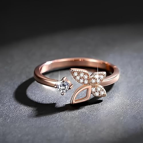 De-Ultimate Stainless Steel Crystal Platinum Plated Adjustable Size Leaf Design With American Diamond Finger Rings With Box Valentine Gifts Set For Girl's & Women's - Image 6