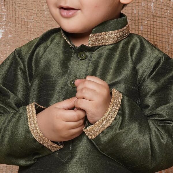 AJ DEZINES Kids Silk Blend Full Sleeve Solid Dhoti Kurta Set for Boys - Ethnic Wear | Traditional | Festival Wear for boys - Regular Fit - Image 7