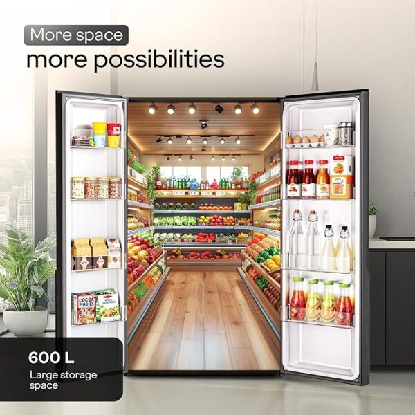 Godrej 600 L Frost Free Smart Convertible Zones with Toughened Glass Door and Digital Touch Panel, Frost Free Inverter Side By Side Refrigerator(2025 Model, RS EONVELVET 646C RIT OP BK, Opera Black) - Image 5
