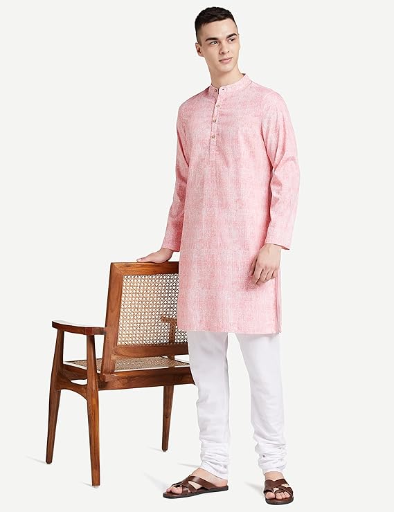 Amazon Brand - Symbol Men's Solid Cotton Printed Long Kurta (Regular Fit) - Image 4