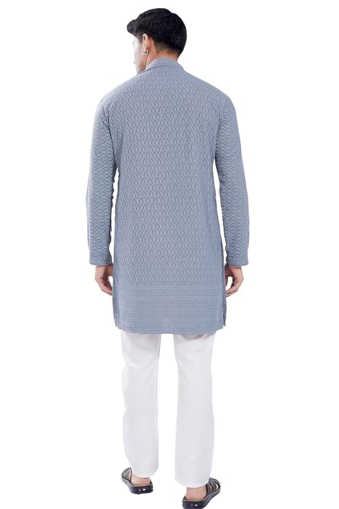 DIVISIVE Men's Thread Embroidered Cotton Blend Only Slim Fit Kurta - Image 3