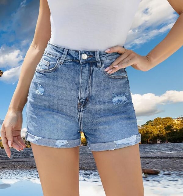 PENTOO Women's Relaxed Fit Mid Rise Regular Length Denim Shorts - Image 6