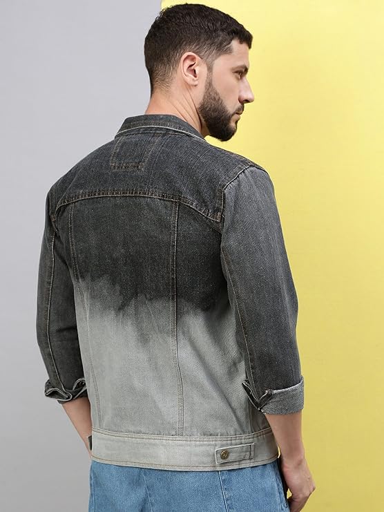 VOXATI Mens Dual Color Washed Denim Jacket - Image 3