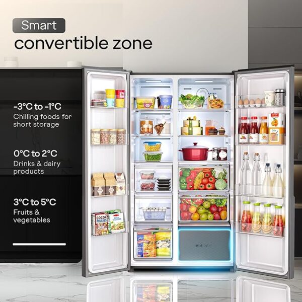 Godrej 600 L Frost Free Smart Convertible Zones with Toughened Glass Door and Digital Touch Panel, Frost Free Inverter Side By Side Refrigerator(2025 Model, RS EONVELVET 646C RIT OP BK, Opera Black) - Image 6