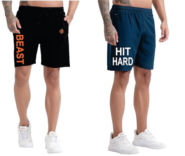 BLUE STAR SHARK Men's Combo Shorts | Sports and Gym Shorts for Running, Training, and Everyday Wear | Lightweight and Comfortable Activewear Shorts with Pockets