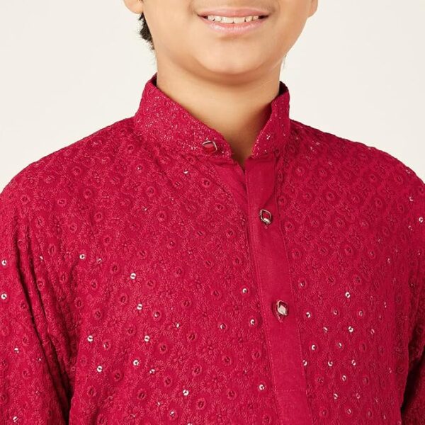 AJ DEZINES Kids Cotton Full Sleeve Sequined Kurta for Boys - Ethnic wear | Special Occasion & Party Outfit | Chikankari Kurta for Boys - Regular Fit - Image 6