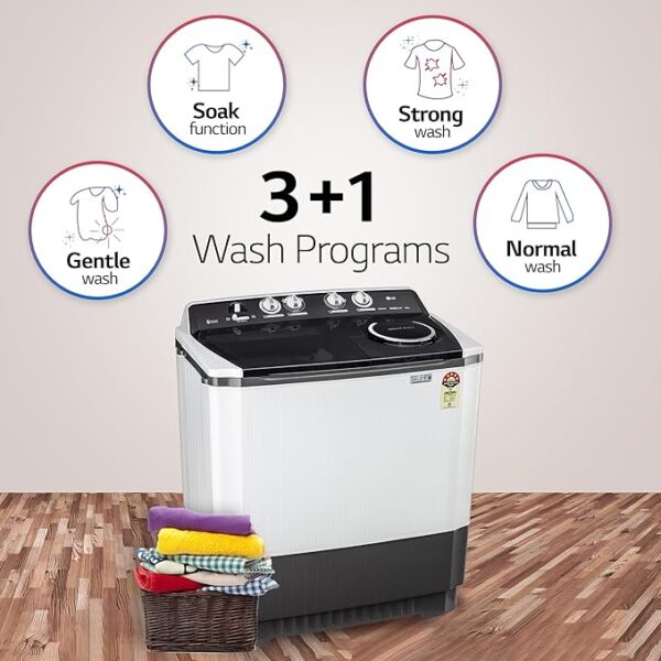 LG 9.5 kg 5 Star Wind jet dry Semi-Automatic Top Load Washing Machine (P955ASGAZ, Dark Gray, Roller Jet Pulsator) - Image 5
