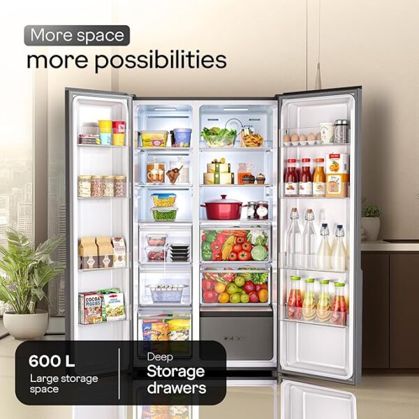 Godrej 600 L Frost Free Smart convertible Zones with Digital Touch Panel, Frost Free Inverter Side By Side Refrigerator(2025 Model, RS EONVELVET 646C RIT OP RS, Opera Rose) - Image 4