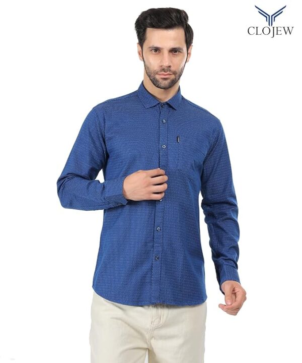 CLOJEW Men's Regular Shirts Full Sleeves Cotton Shirt for Men Peacock Blue Shirt Slim Fit Party Shirt Casual Shirt Formal Shirt for Men Shirt Simple Shirt for Men - Image 6