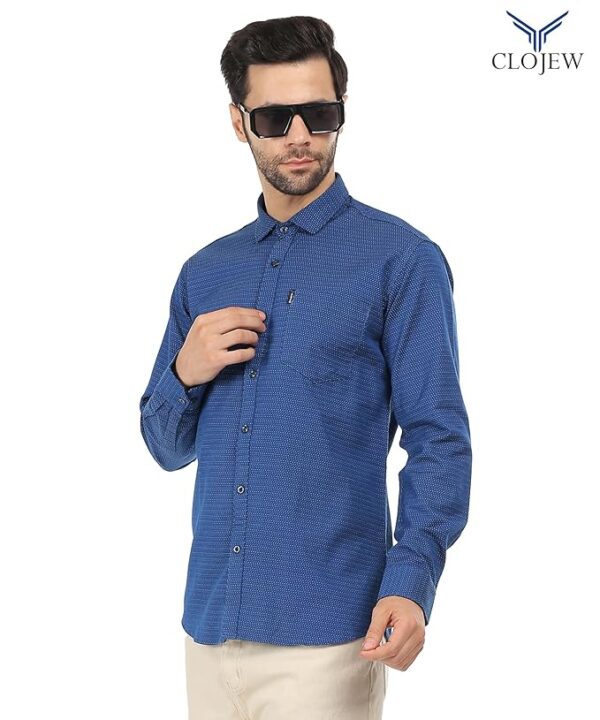 CLOJEW Men's Regular Shirts Full Sleeves Cotton Shirt for Men Peacock Blue Shirt Slim Fit Party Shirt Casual Shirt Formal Shirt for Men Shirt Simple Shirt for Men - Image 2