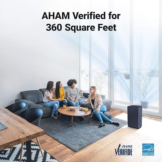 WINIX AM80 Air Purifier for Home Large Room Up to 1740 Ft² in 1 Hr With Air Quality Monitor, True HEPA, Advanced Odor Control Carbon Filter and Auto Mode, Captures Pet Allergies, Smoke, Dust Dark grey - Image 4