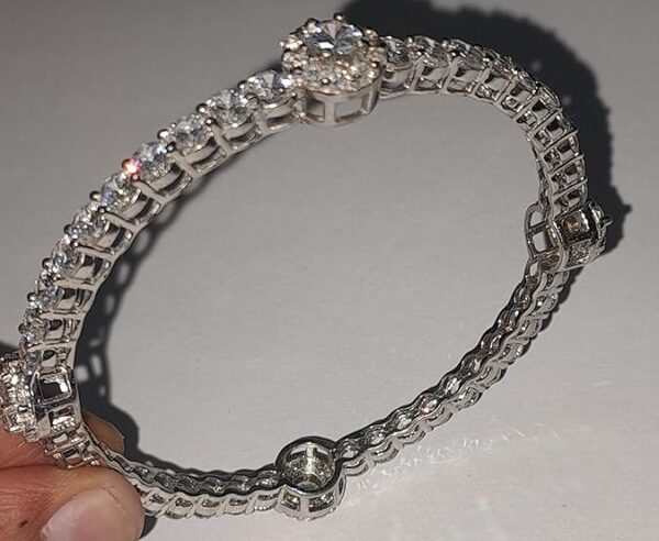 92.5 Sterling Real Silver Kada with platinum polish 2 Pc Bangle set for Women - Image 2