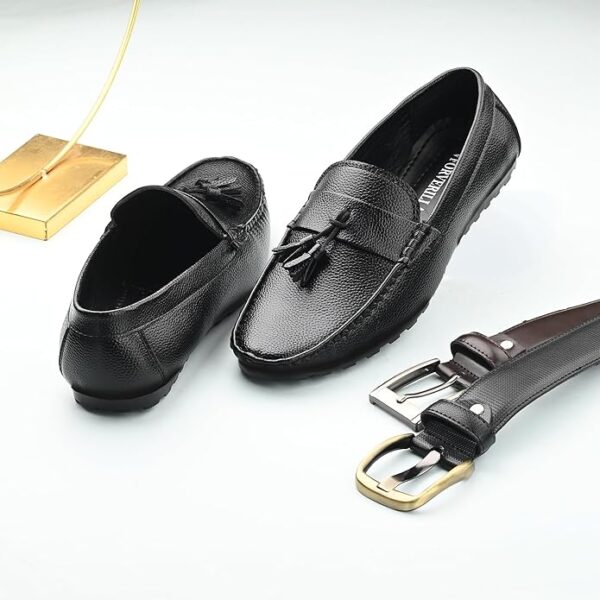 Tassillo Men's Leather Casual Loafer Moccasins & Tassel Shoes for Office Wear Shoes/Semi Formal Shoe for Party, Wedding Slip-On Loafer/Solid Stylish Lightweight and Comfortable Shoe - Image 7
