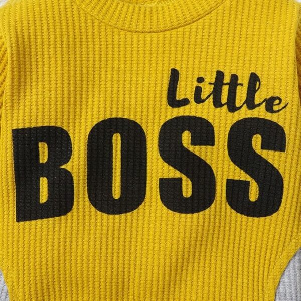 Hopscotch Boys Cotton And Polyester And Spandex Text Print Full-Sleeve Bodysuit in Yellow Color - Image 4