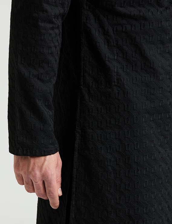 Amazon Brand - Symbol Men's Solid Regular Cotton Embroidered Long Kurta - Image 2