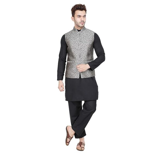 Badoliya & Sons Men's Brocade Zari Nehru Jacket/Waist Coat - Image 3