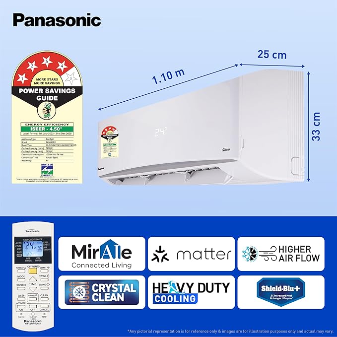Panasonic 2.2 Ton 4 Star Premium Wi-Fi Inverter Smart Split AC(55 Deg. C Operation, Copper Condenser, 7in1 Convertible, True AI, 4-Way Swing, PM 0.1 Filter, CS/CU-QU26BKYFM, 2025 Model, White) - Image 2