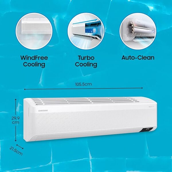 Samsung 1.5 Ton 5 Star, Windfree Technology, Inverter Split AC (Copper, Convertible 5-in-1 Cooling Mode, Anti Bacteria Filter, AR18BYNANWK, Geo Plain), Free 1 Year Extended warranty - Image 4
