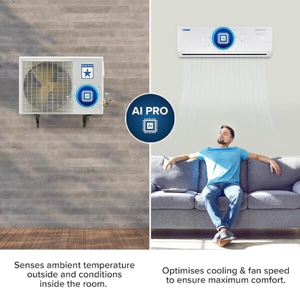 Blue Star 1.5 Ton 5 Star, 60 Months Warranty, Inverter Split AC (Copper,Convertible 5 in 1 Cooling, Multi Sensors Blue Fins, Self Diagnosis, IC518YNUR, White) - Image 6