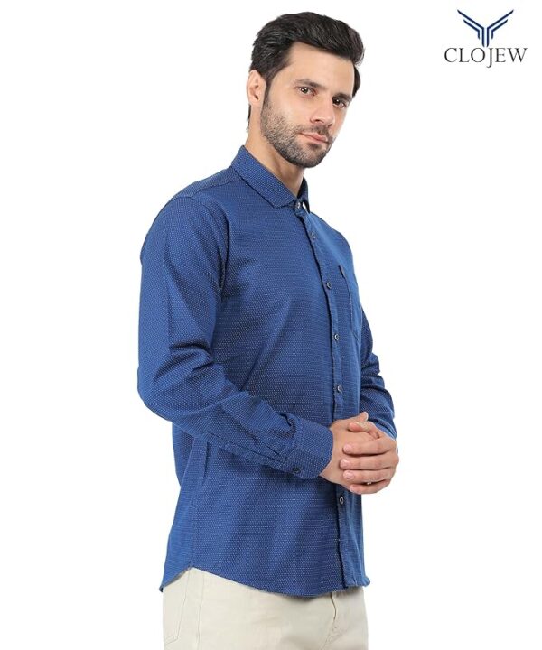 CLOJEW Men's Regular Shirts Full Sleeves Cotton Shirt for Men Peacock Blue Shirt Slim Fit Party Shirt Casual Shirt Formal Shirt for Men Shirt Simple Shirt for Men - Image 5