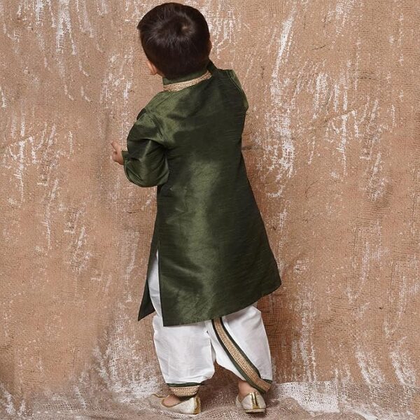 AJ DEZINES Kids Silk Blend Full Sleeve Solid Dhoti Kurta Set for Boys - Ethnic Wear | Traditional | Festival Wear for boys - Regular Fit - Image 5