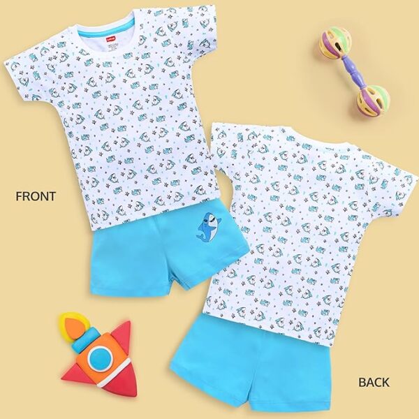 LuvLap Baby Boys Regular 100% Cotton Half Sleeves Boys T-Shirts & Shorts Set Pack of 3 - Image 3