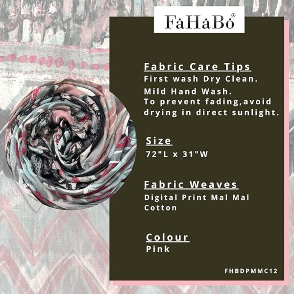 FAHABO Scarf Woman Digital Print Mal Mal Cotton Scarves | Hijab Scarf | Headscarf | Neck Scarf | Stoles | Wraps - Image 4