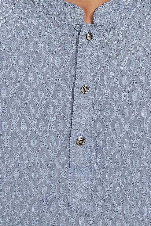 DIVISIVE Men's Thread Embroidered Cotton Blend Only Slim Fit Kurta - Image 2
