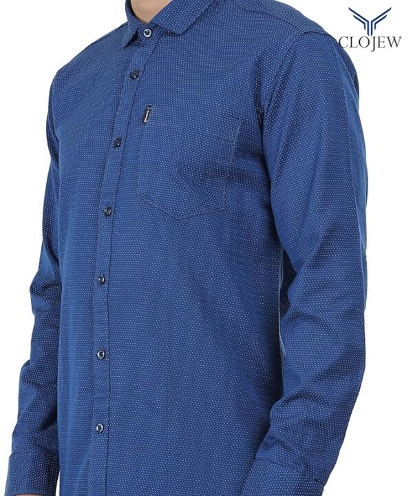 CLOJEW Men's Regular Shirts Full Sleeves Cotton Shirt for Men Peacock Blue Shirt Slim Fit Party Shirt Casual Shirt Formal Shirt for Men Shirt Simple Shirt for Men - Image 3