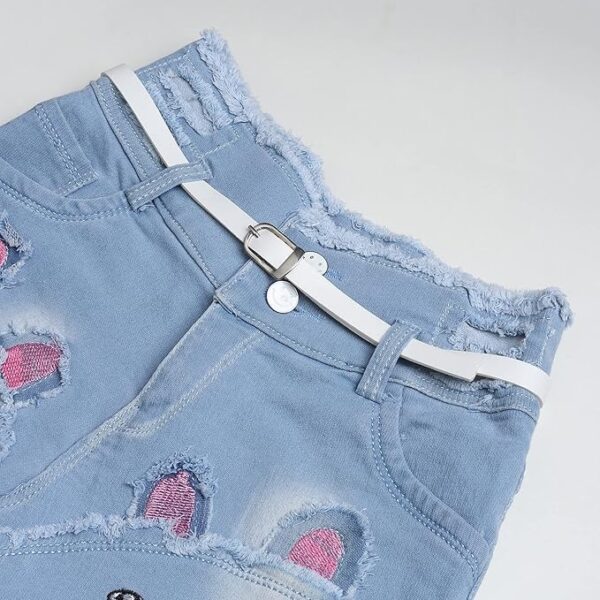 Arshia Fashions Denim Shorts for Girls with Side & Back Pockets Casual Wear Slim Fit Shorts for Girls - Blue Wash GR591 - Image 2