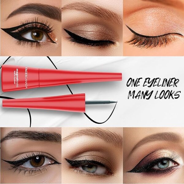 FACES CANADA Magneteyes Eyeliner - Black, 4.5ml | Intense Matte Finish | Quick Drying | 24HR Long Lasting | Fine Tip For Precise Smooth Application | Almond Oil Enriched | Waterproof | Smudgeproof - Image 4