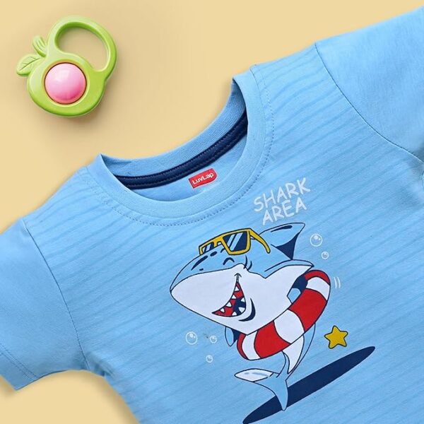 LuvLap Baby Boys Regular 100% Cotton Half Sleeves Boys T-Shirts & Shorts Set Pack of 3 - Image 5