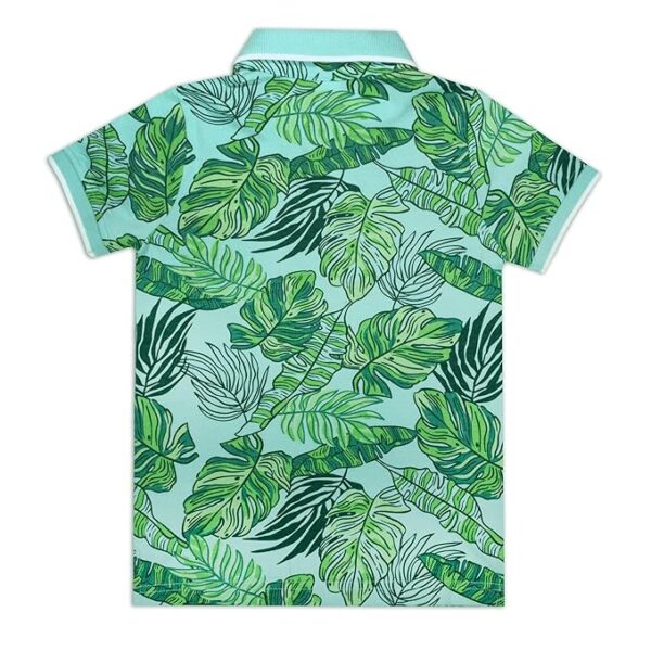 Boys Regular Fit Polo T-Shirt – Trendy Forest Print Casual Wear with Classic Collar & Short Sleeves (Green) - Image 2